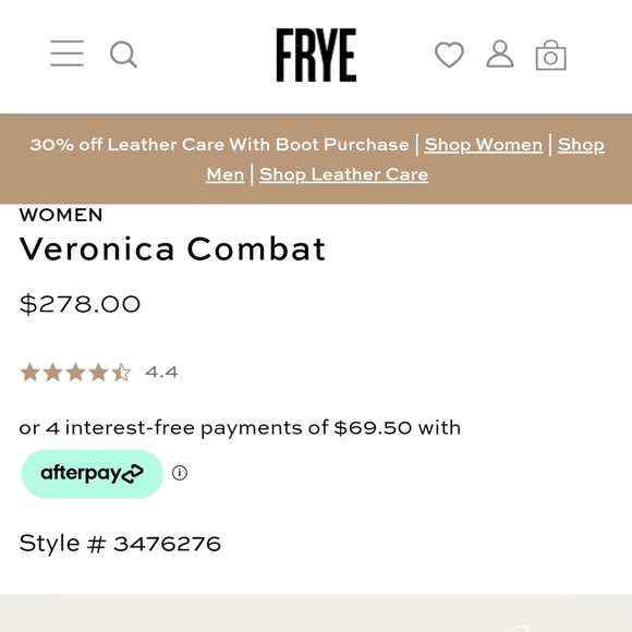 Frye Black Veronica Leather Combat Boots, size 5.5 - Picture 10 of 13